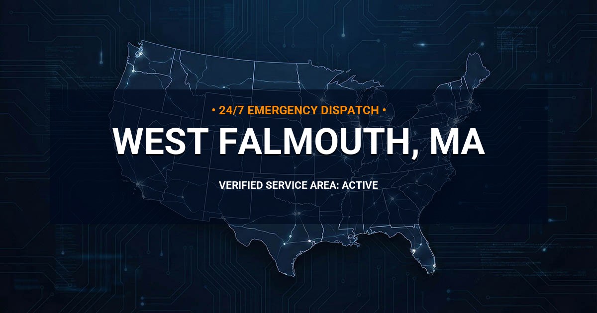 Emergency Plumbing Dispatch Map for Plumbing Services: West Falmouth, MA