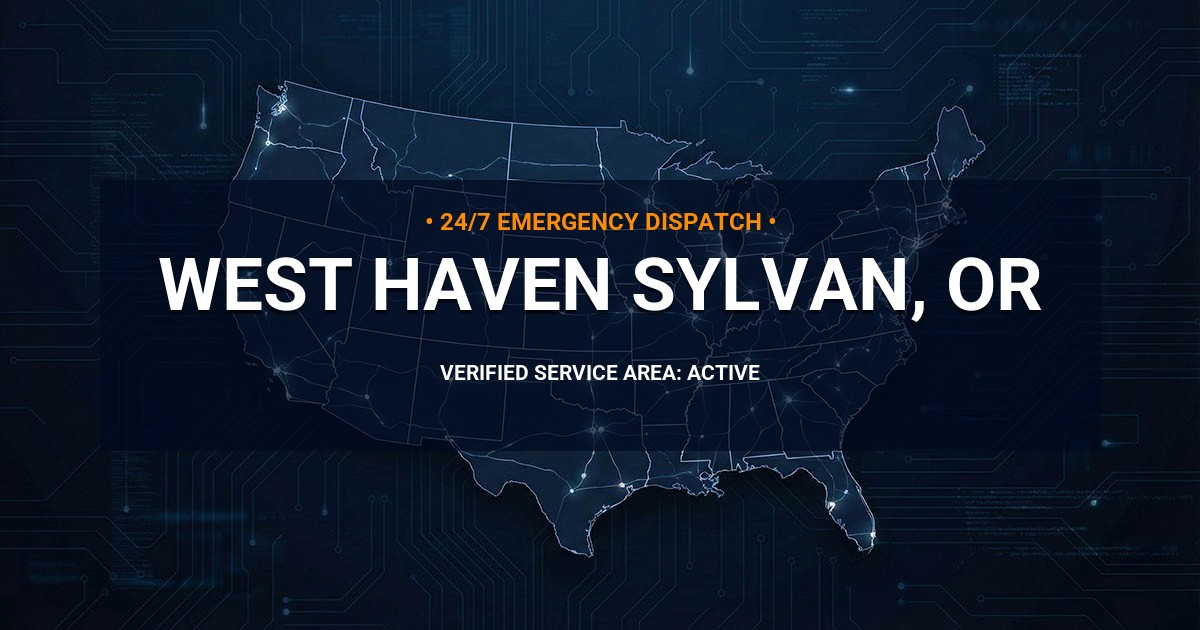 Emergency Plumbing Dispatch Map for Plumbing Services: West Haven-Sylvan, OR