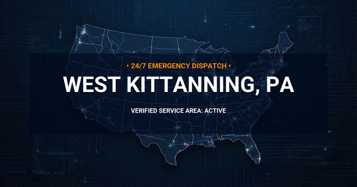 Emergency Plumbing Dispatch Map for Plumbing Services: West Kittanning, PA