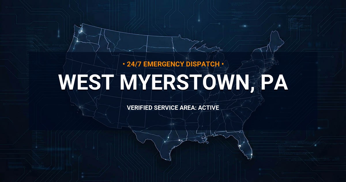 Emergency Plumbing Dispatch Map for Plumbing Services: West Myerstown, PA