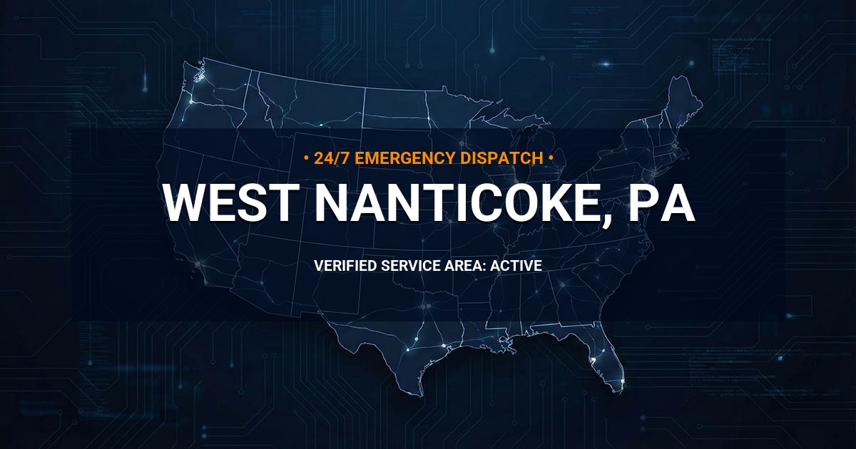 Emergency Plumbing Dispatch Map for Plumbing Services: West Nanticoke, PA