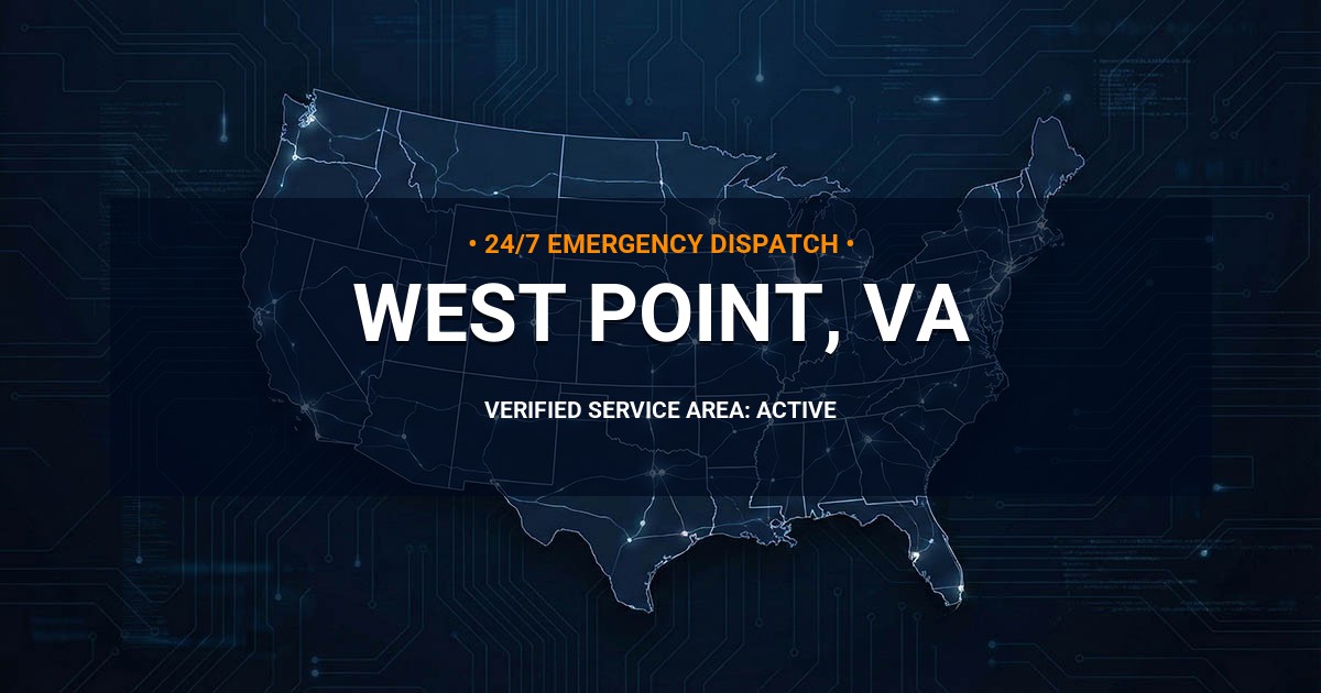 Emergency Plumbing Dispatch Map for Plumbing Services: West Point, VA