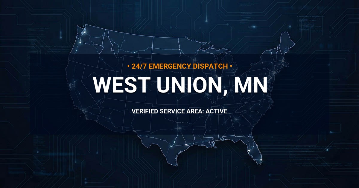 Emergency Plumbing Dispatch Map for Plumbing Services: West Union, MN
