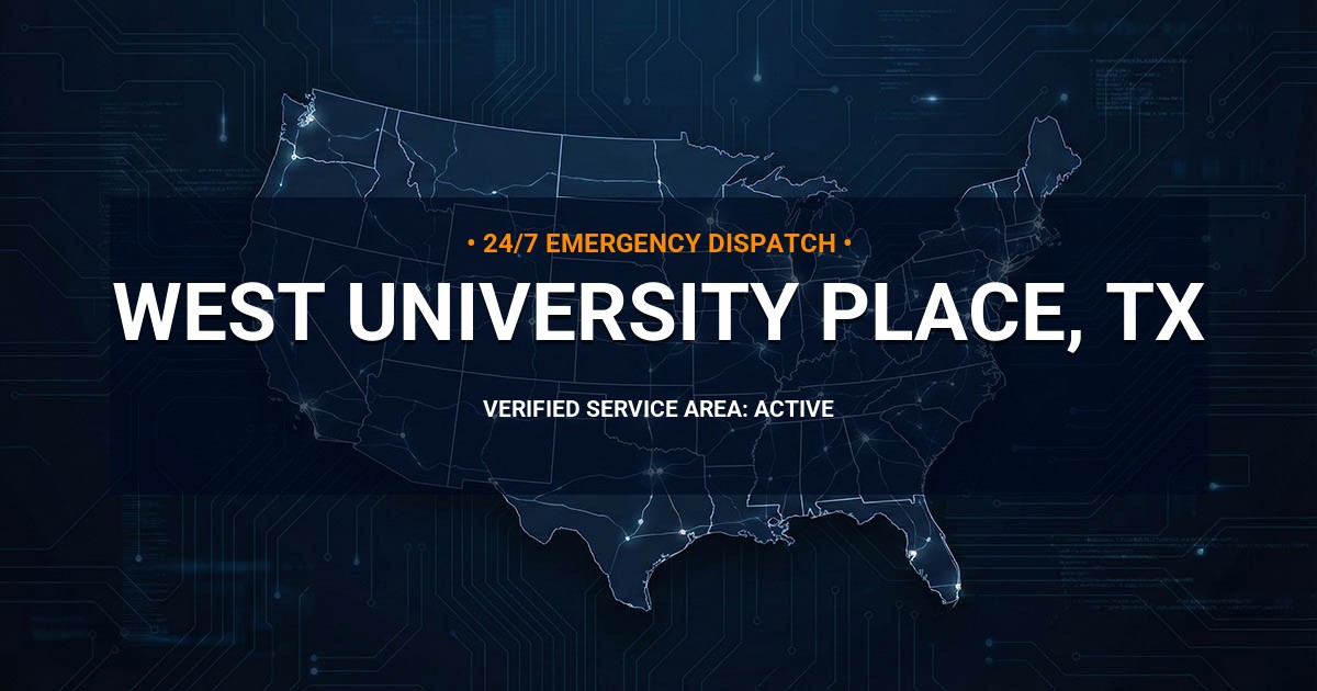 Emergency Plumbing Dispatch Map for Plumbing Services: West University Place, TX