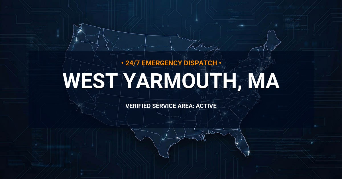 Emergency Plumbing Dispatch Map for Plumbing Services: West Yarmouth, MA