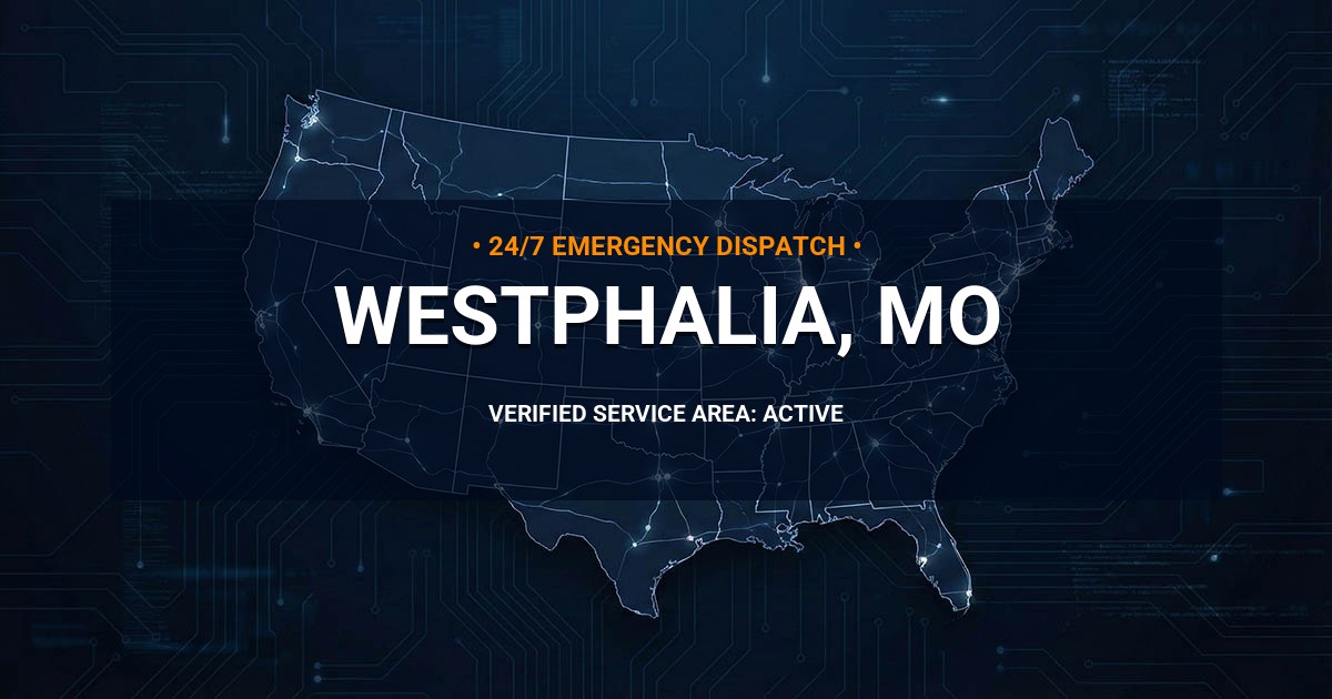 Emergency Plumbing Dispatch Map for Plumbing Services: Westphalia, MO
