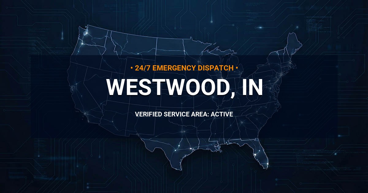 Emergency Plumbing Dispatch Map for Plumbing Services: Westwood, IN