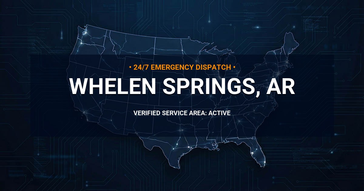 Emergency Plumbing Dispatch Map for Plumbing Services: Whelen Springs, AR