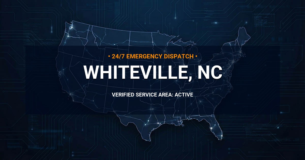 Emergency Plumbing Dispatch Map for Plumbing Services: Whiteville, NC