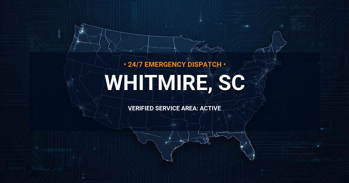 Emergency Plumbing Dispatch Map for Plumbing Services: Whitmire, SC