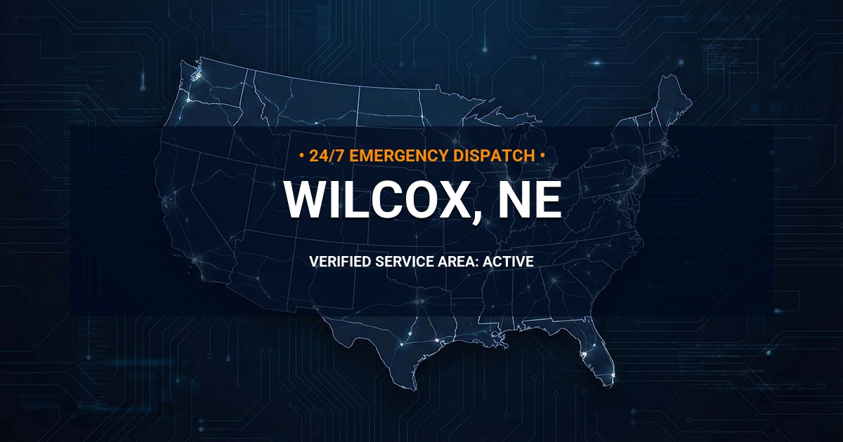 Emergency Plumbing Dispatch Map for Plumbing Services: Wilcox, NE