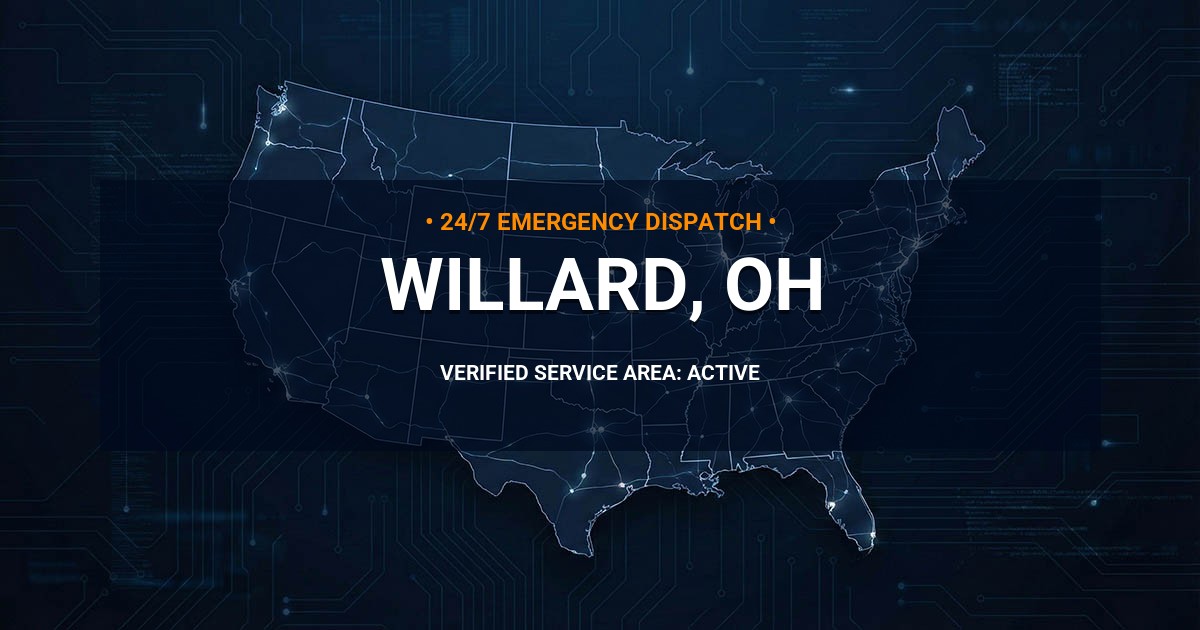 Emergency Plumbing Dispatch Map for Plumbing Services: Willard, OH