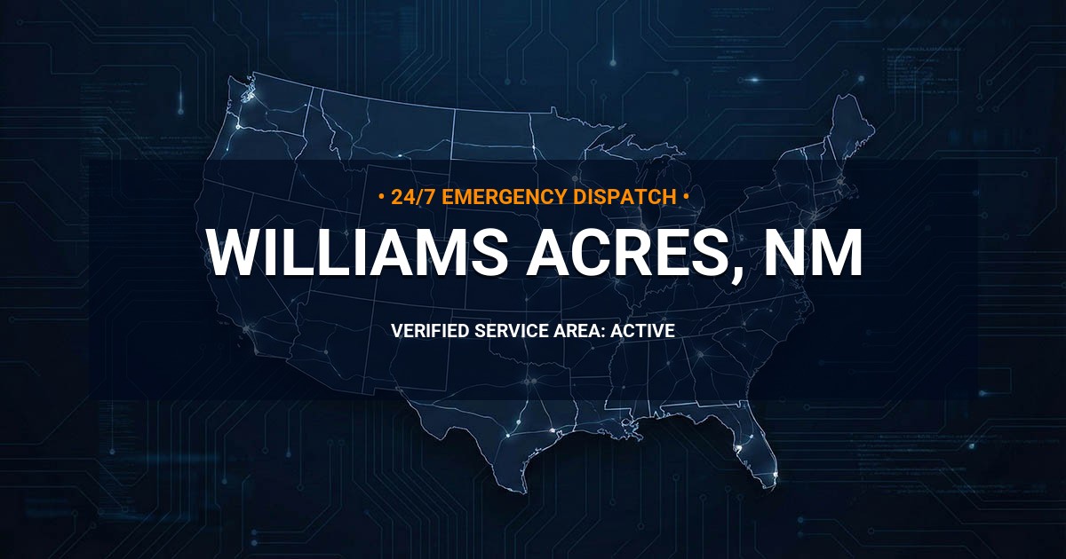 Emergency Plumbing Dispatch Map for Plumbing Services: Williams Acres, NM