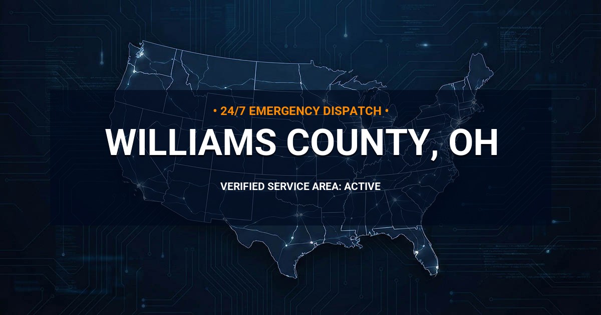 Emergency Plumbing Dispatch Map for Williams County Plumbing Logistics