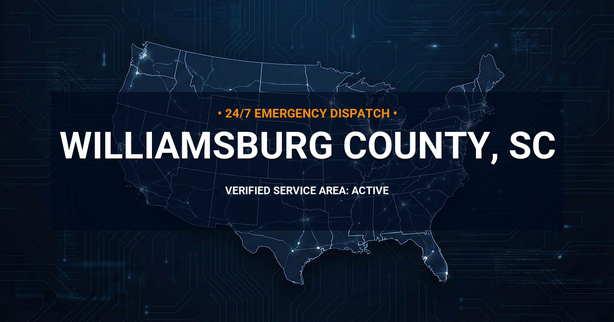 Emergency Plumbing Dispatch Map for Williamsburg County Plumbing Logistics