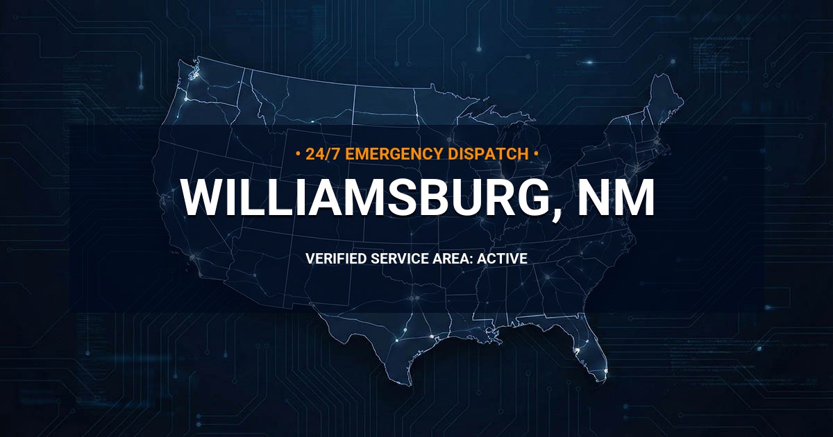 Emergency Plumbing Dispatch Map for Plumbing Services: Williamsburg, NM
