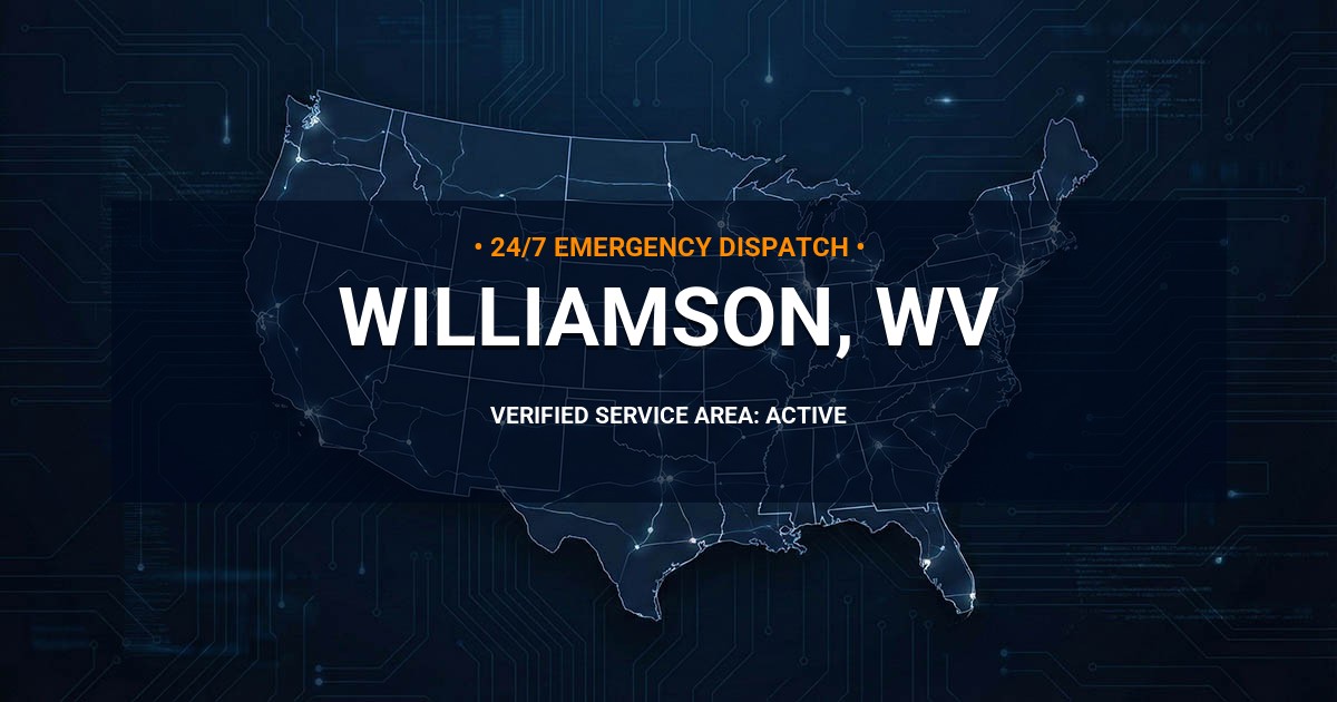 Emergency Plumbing Dispatch Map for Plumbing Services: Williamson, WV