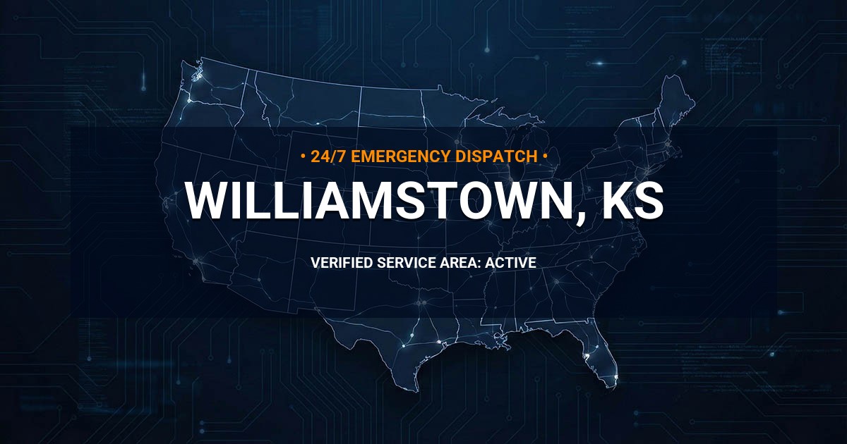 Emergency Plumbing Dispatch Map for Plumbing Services: Williamstown, KS