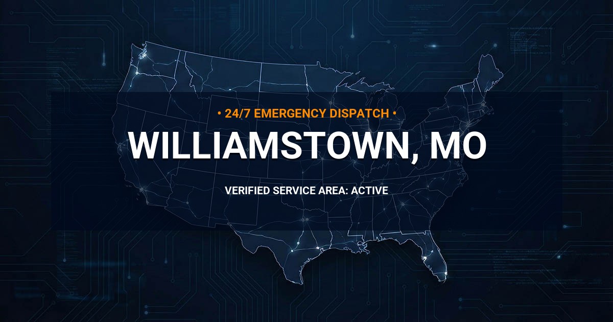 Emergency Plumbing Dispatch Map for Plumbing Services: Williamstown, MO
