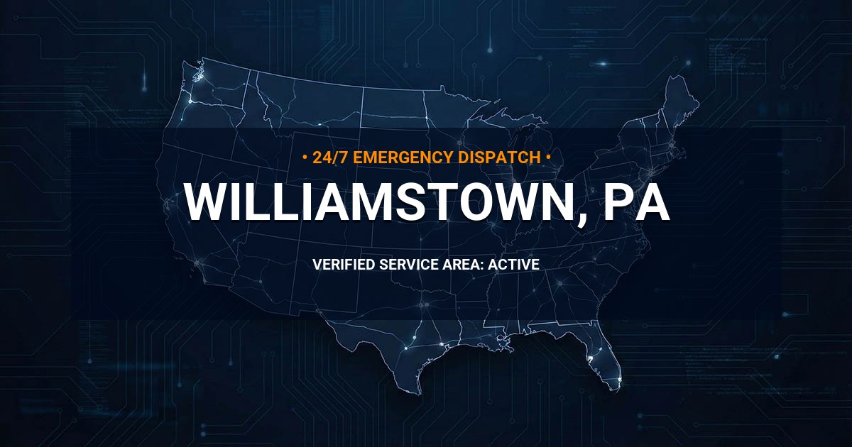 Emergency Plumbing Dispatch Map for Plumbing Services: Williamstown, PA