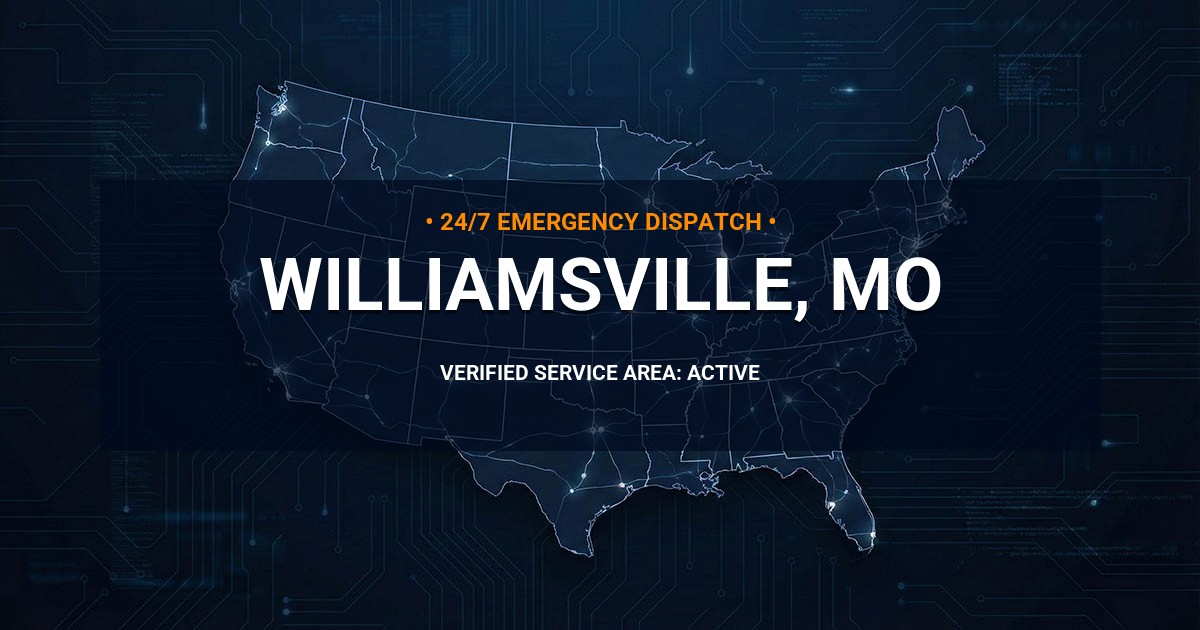 Emergency Plumbing Dispatch Map for Plumbing Services: Williamsville, MO