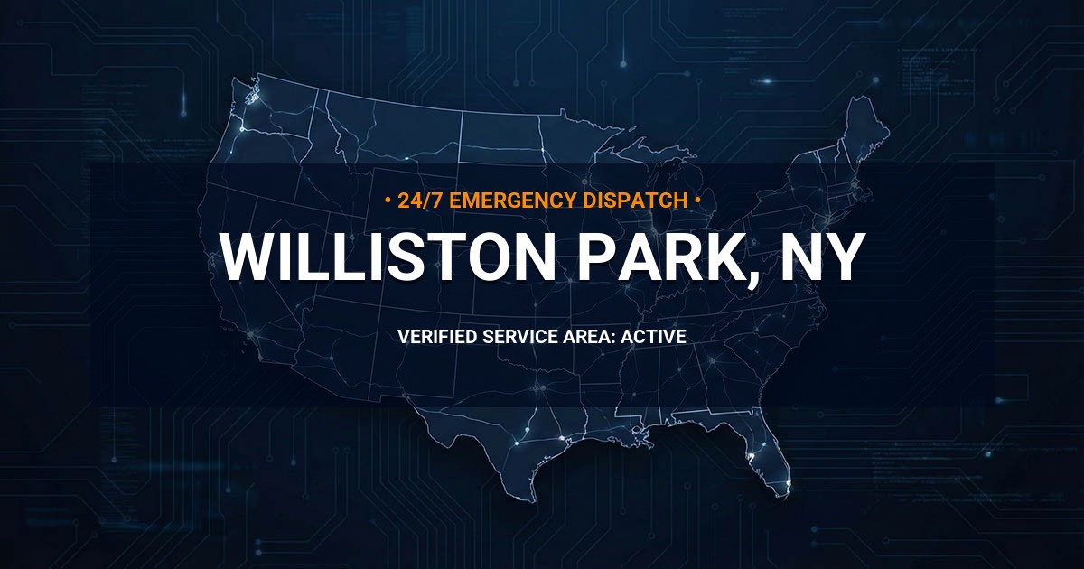 Emergency Plumbing Dispatch Map for Plumbing Services: Williston Park, NY