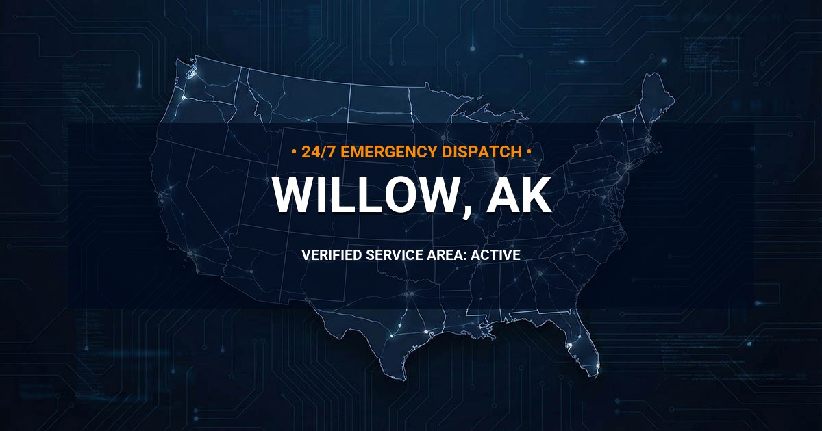 Emergency Plumbing Dispatch Map for Plumbing Services: Willow, AK