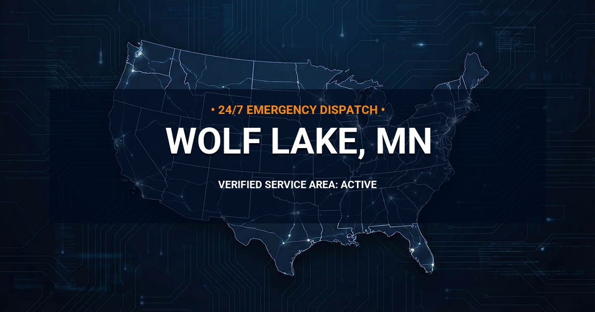 Emergency Plumbing Dispatch Map for Plumbing Services: Wolf Lake, MN