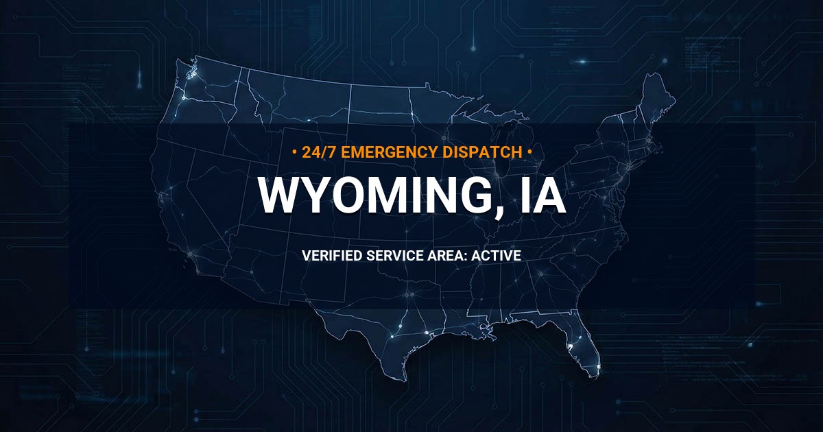 Emergency Plumbing Dispatch Map for Plumbing Services: Wyoming, IA