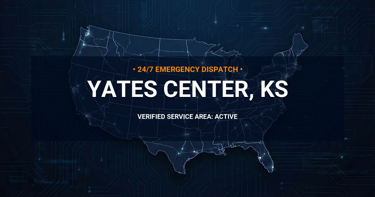 Emergency Plumbing Dispatch Map for Plumbing Services: Yates Center, KS