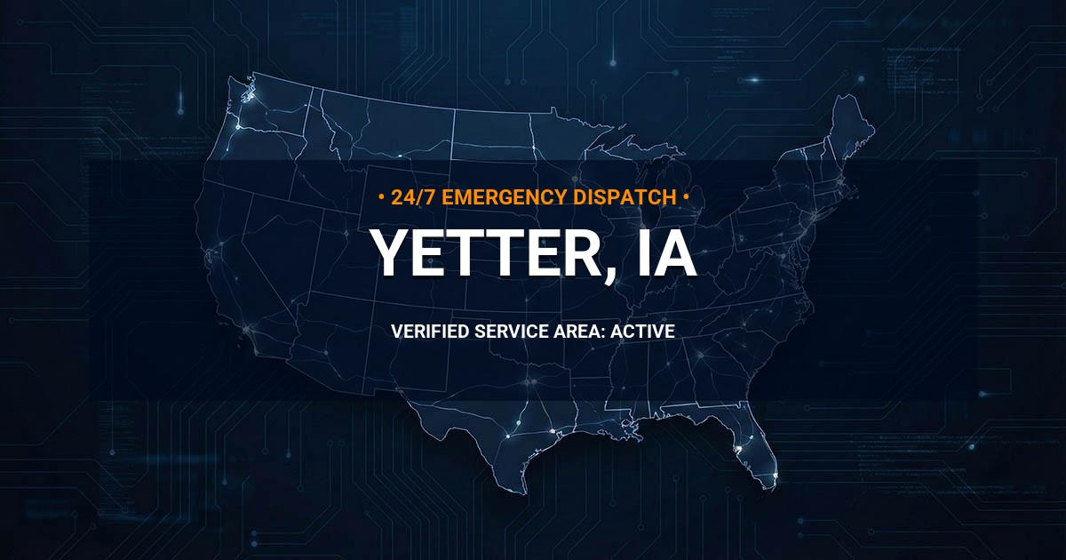 Emergency Plumbing Dispatch Map for Plumbing Services: Yetter, IA