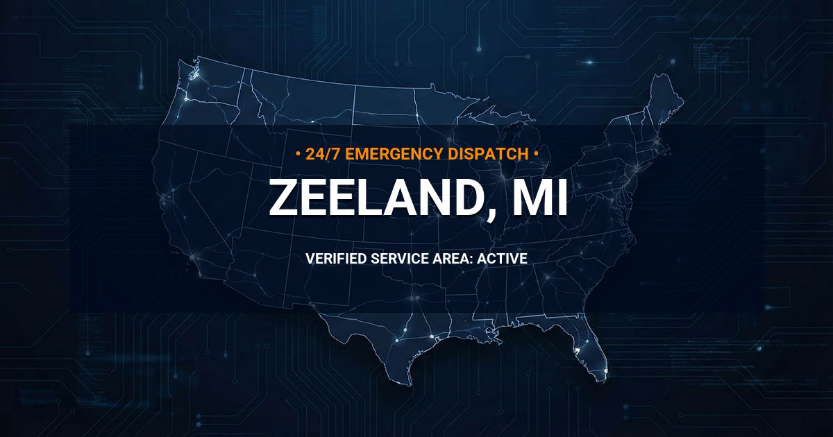 Emergency Plumbing Dispatch Map for Plumbing Services: Zeeland, MI