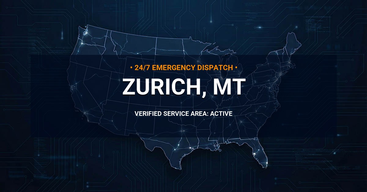 Emergency Plumbing Dispatch Map for Plumbing Services: Zurich, MT